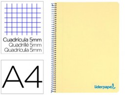 Cuaderno espiral Liderpapel Wonder A4 tapa plástico 120h micro 90g c/5mm. color amarillo